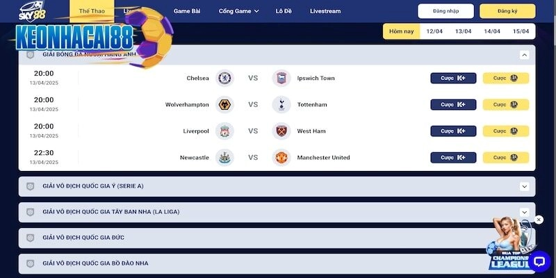 Nhà cái bóng đá Sky88 thanh toán đúng hạn